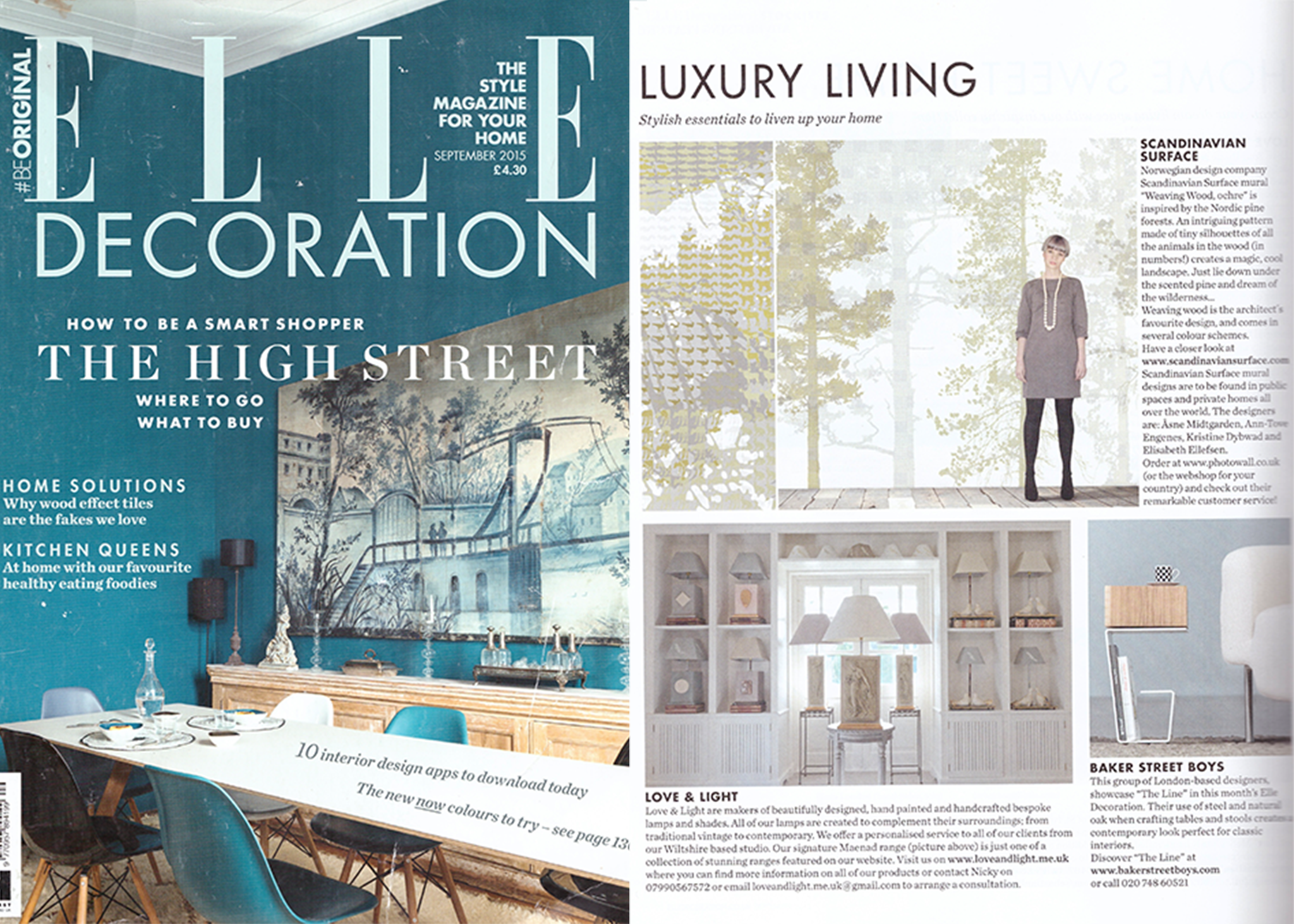 Elle Decorations luxury living article feature of the modern THE LINE side table by Baker Street Boys